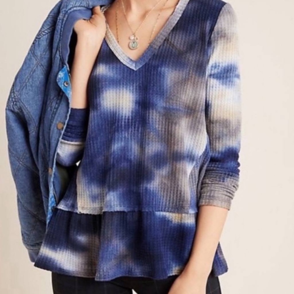 Anthropologie | NWT Eri + Ali Tie-Dye Peplum Sweater Top